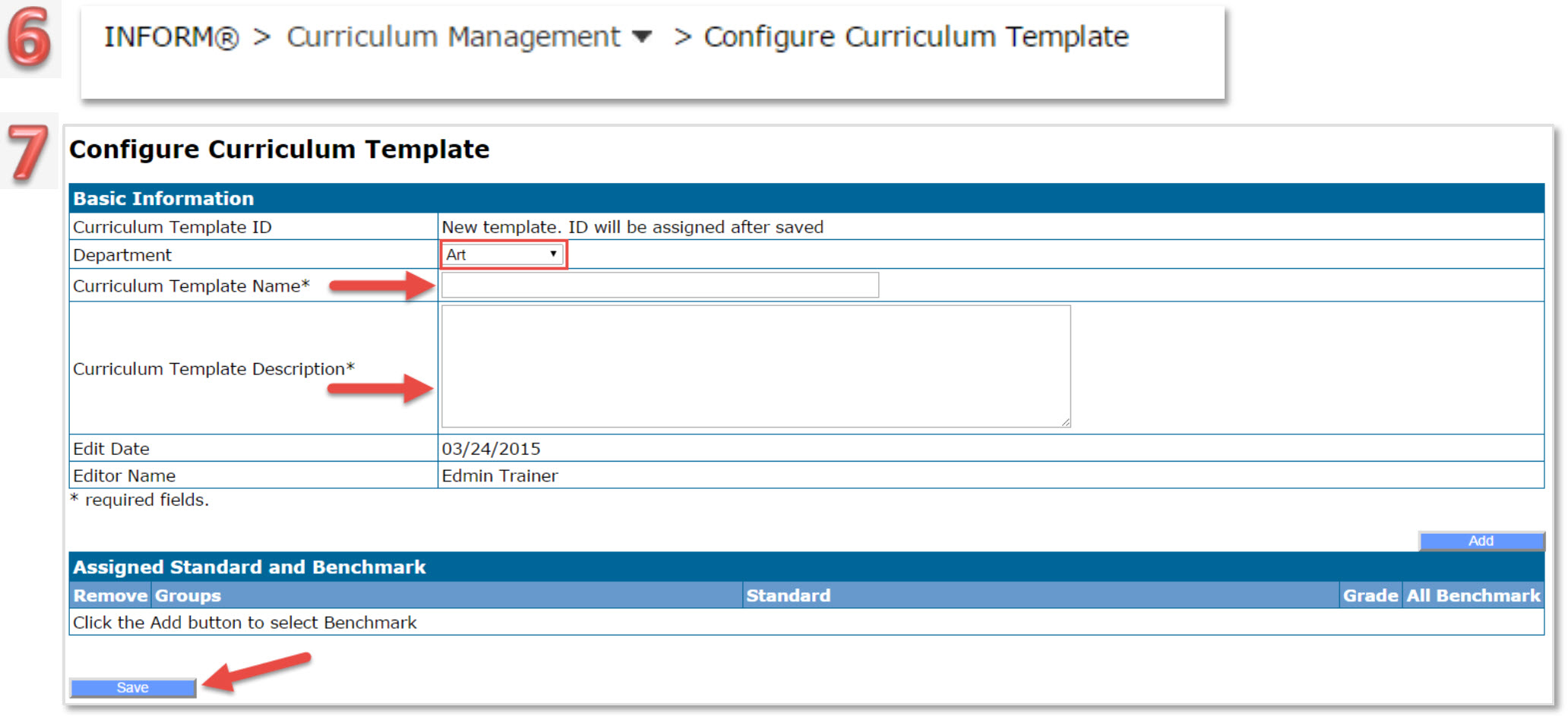 Department filtering