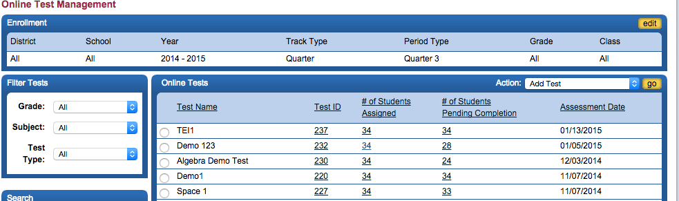 Remove Students from Assigned test